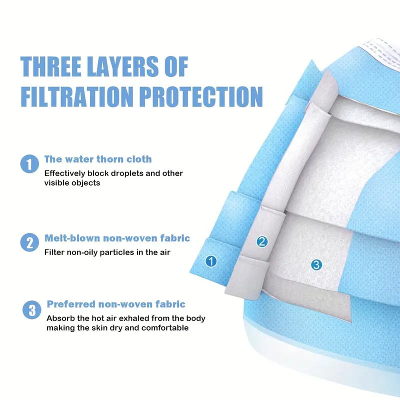 50/100Pcs Disposable Mask for  - Disposable Mask Blue reseña y precio