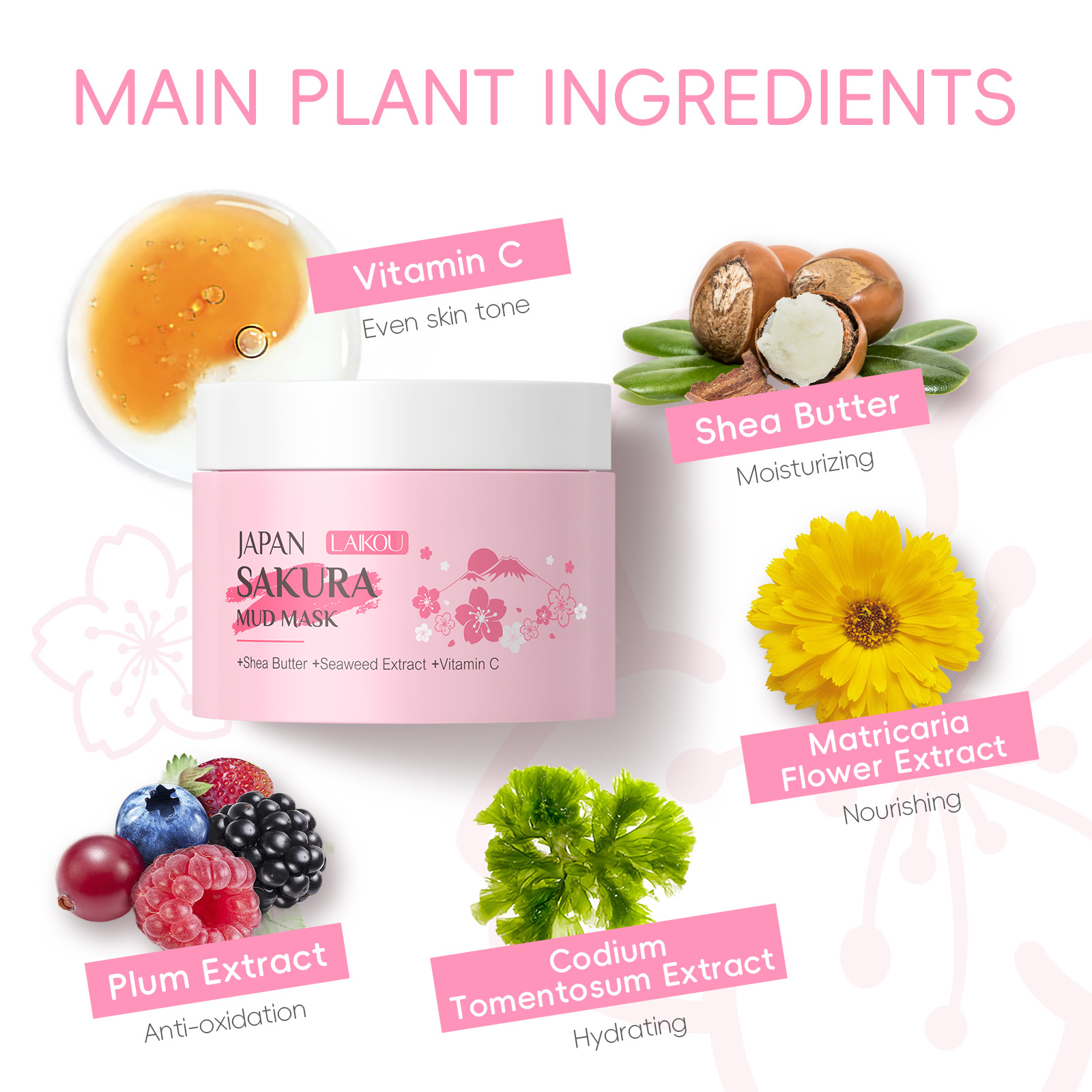LAIKOU Sakura Clay Mask 25g 90 - Dust Mask Construction reseña y precio