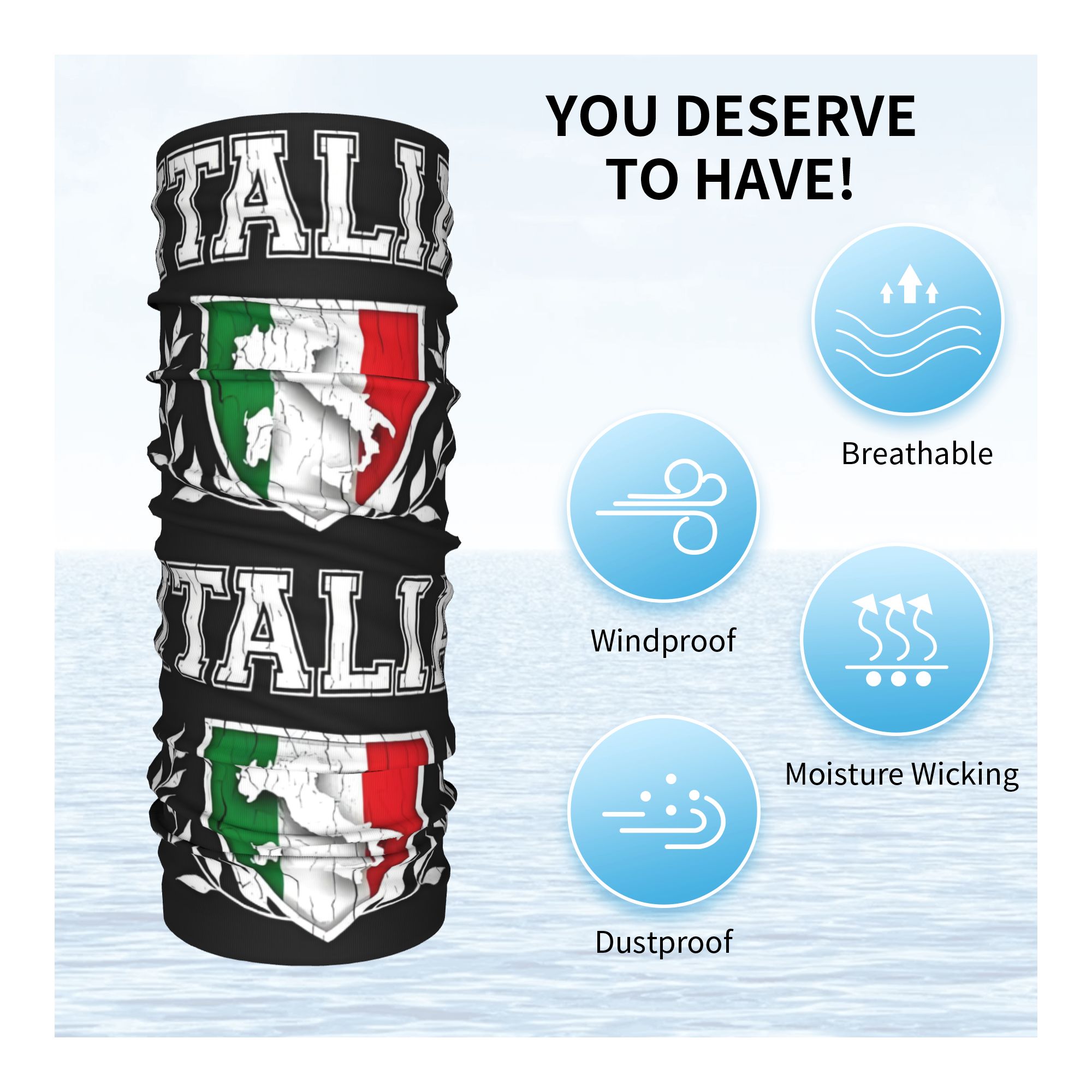 Custom Italy Flag Bandana Neck - Neck Gaiter Face Cover reseña y precio