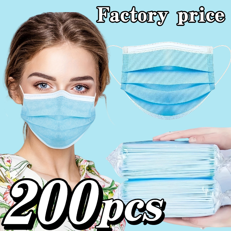 200Pcs Thickened Blue Disposab - Disposable Mask Blue reseña y precio