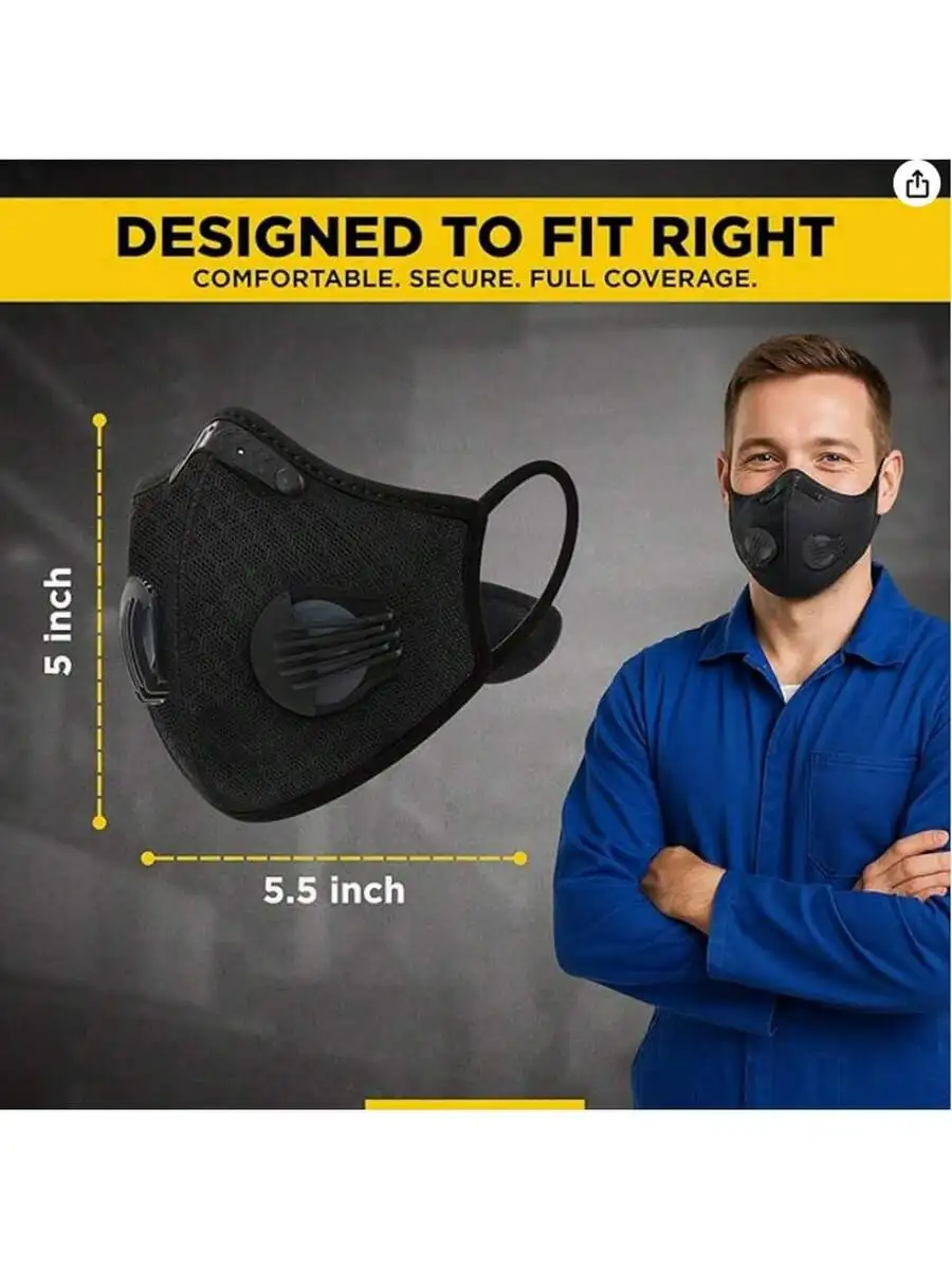 2-Pack Reusable Half Face Mask - Black Face Mask Pack reseña y precio